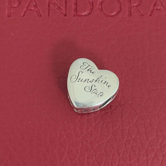 Pandora Florida Exclusive Charm the Sunshine State Heart Charm S925 Silver - Picture 2 of 5